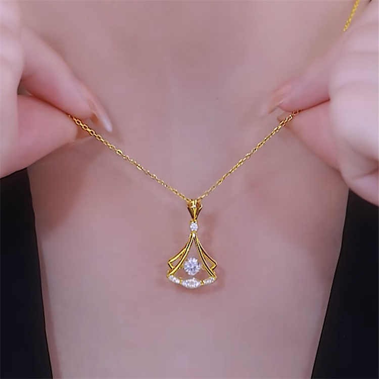 Gold plated fan necklace